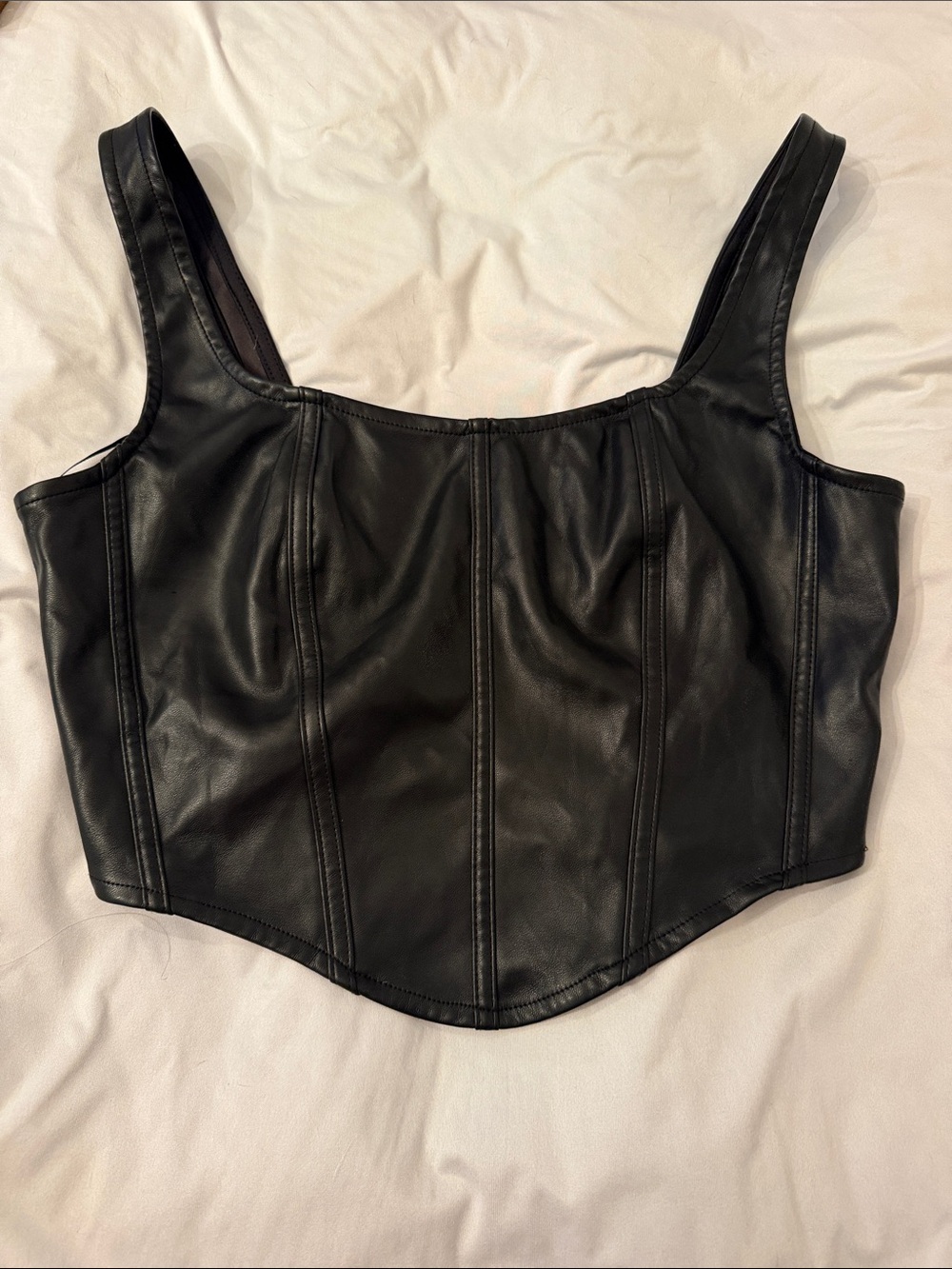 Sincerely Jules Black Faux Leather Corset Crop Top